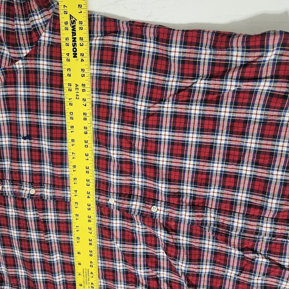 Vtg Polo Ralph Lauren Long Sleeve Flannel Shirt Size 2XL Red Blue Tartan Plaid